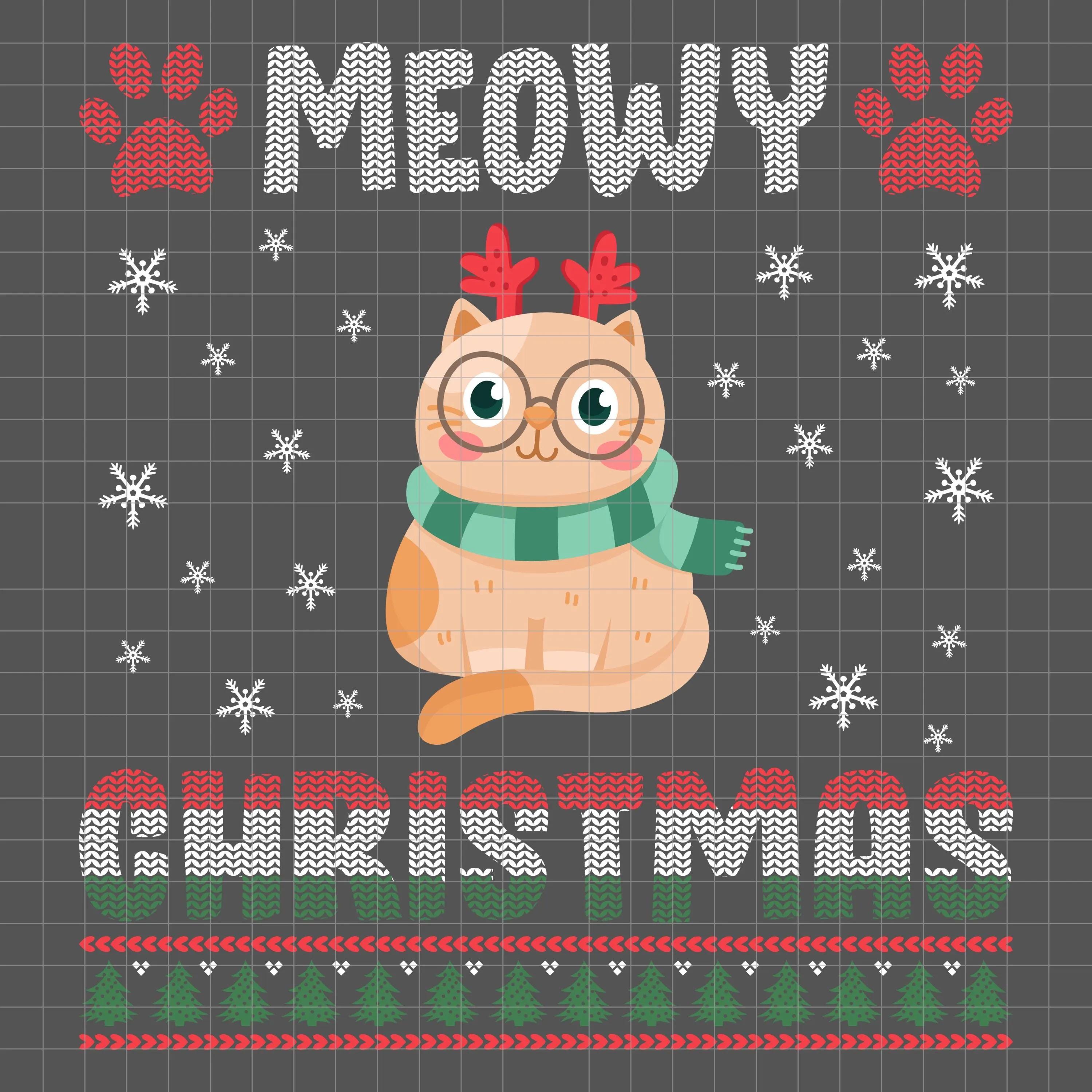 Meowy Christmas SVG PNG | Funny Cat Lover Sublimation Design for ...