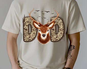 Hunter Dad PNG: Camouflage Deer Hunting Father's Day Shirt Sublimation Design (Digital Download, 300dpi)