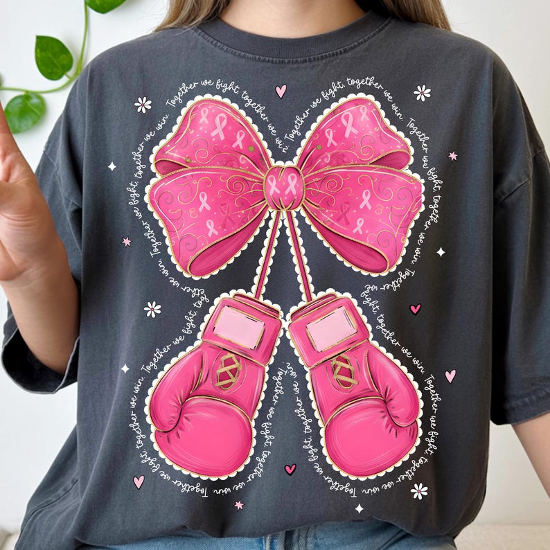 Together We Fight PNG | Pink Boxing Gloves Breast Cancer Awareness ...