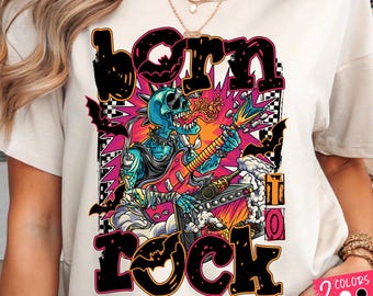 Born to Rock PNG, Skeleton Guitarist PNG, Punk Rock Skull Halloween Art, Music Clipart PNG, Rock Band Graphic, Digital Download for T Shirts