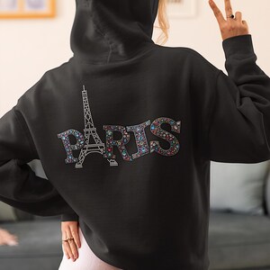 Bonjour Paris RHINESTONE Faux Embroidery png, Glittering Eiffel Tower Shirt png, Travelling DTF, Gift For Paris Lover png, City of Love PNG