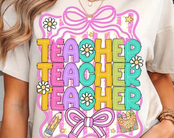 Teacher Appriciation PNG | Sublimation Design Colorful Clipart Back to School Shirt Digital Download Gift