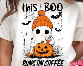 Halloween Ghost PNG | Pumpkin & Fall Coffee Sublimation Design for Autumn Tees (Digital Download)