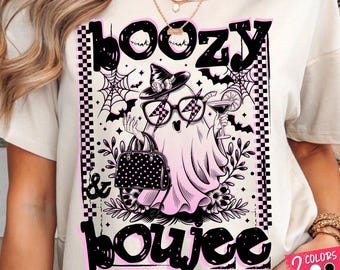 Boozy Boujee Ghost PNG, Funny Halloween Sublimation, Pink Witch Ghost Shirt PNG Clipart, Cocktail Party Digital Art, Spooky Cute PNG Design