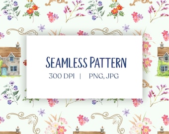 Cottagecore Seamless Pattern | Wildflower Cottage Design | Pastoral Floral Digital Paper | Country Chic Repeat