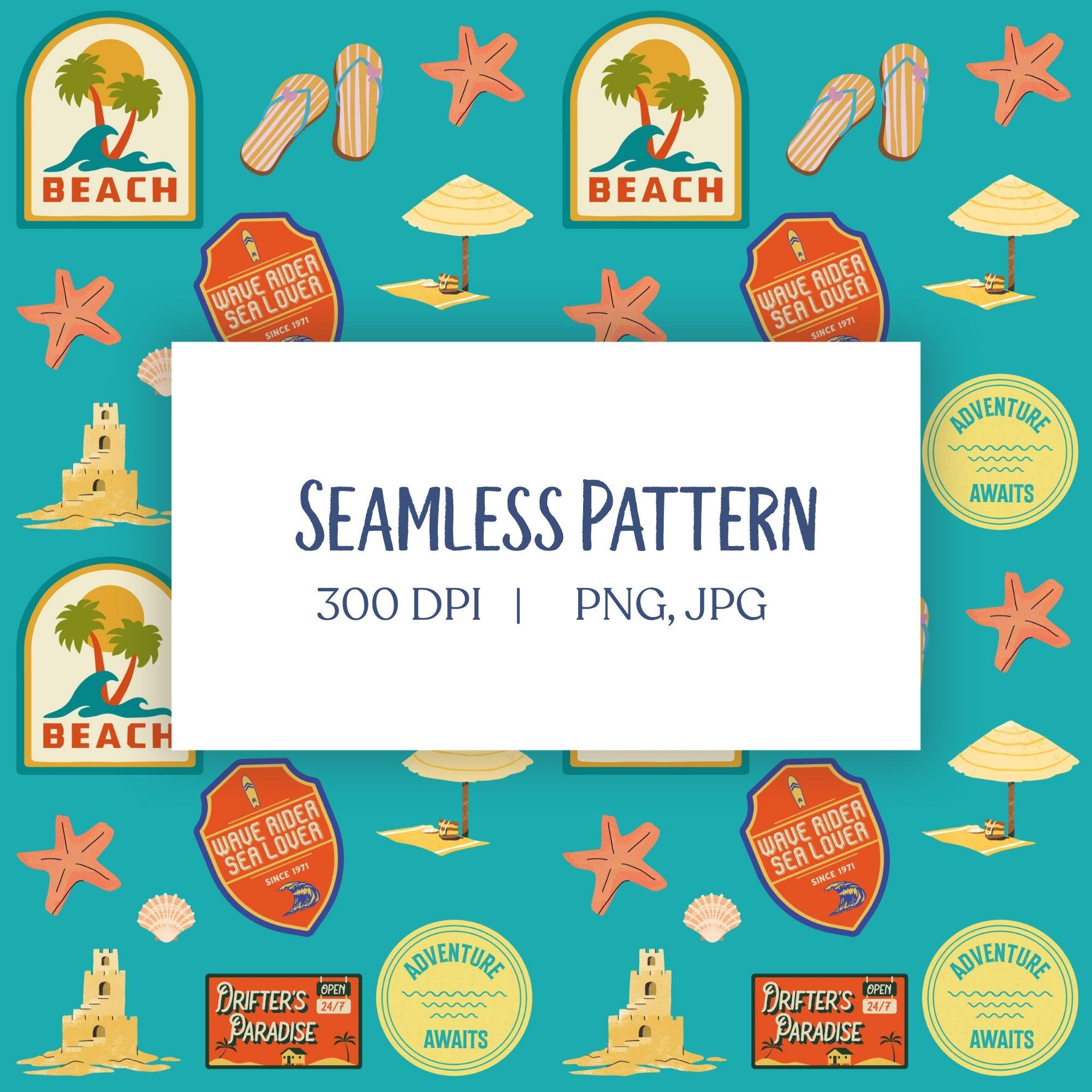 Seamless Beach Pattern | Coastal Digital Paper | Summer Background ...