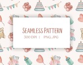 Watercolor Baby Girl Pattern | Seamless Repeat | Nursery Design
