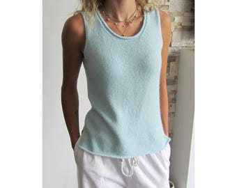 Knitting Pattern CIELO Tank Top Seamless Top Down Design Slanted Shoulder Shirt