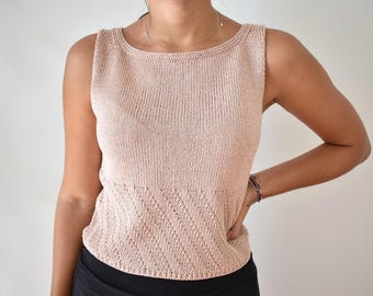 Knitting Pattern LISE Top Seamless Design Top Down Sleeveless Shirt