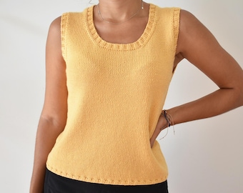 Knitting Pattern DAISY Tank Top Seamless Top Down Design Slanted Shoulder Sleeveless Shirt