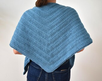 Knitting Pattern Shawl with Diagonal Ribbed Design 2 Sided Looks Similar on Both Sides