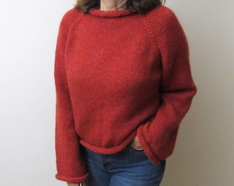 Knitting Pattern ROLAND Chunky Roll Sweater Seamless Design Top Down Seamless Beginner Knitting Pattern