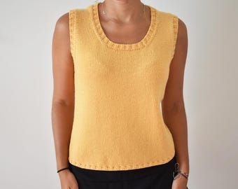 Modello per maglia canotta DAISY senza cuciture, design top-down, spalle oblique, maglietta senza maniche
