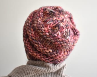 Knitting Pattern Super Chunky Hat with Ribbed Design Seamless Beanie Hat Knitting Pattern Beginner Pattern Instant Download