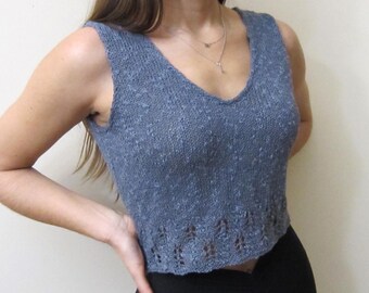 Knitting Pattern V Neck Cropped Sleeveless Top Seamless Design Top Down Summer Top
