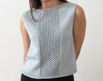 Knitting Pattern AQUA Top Seamless Design Top Down Knitting Pattern Sleeveless Summer Top