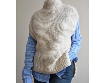 Knitting Pattern INA Chunky Slipover Top Down Slipover Beginner Friendly Instant Download