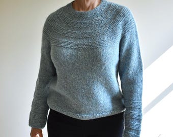 Patrón de tejido Suéter RONDO Diseño sin costuras Patrón de tejido de arriba hacia abajo Instrucciones de tejido