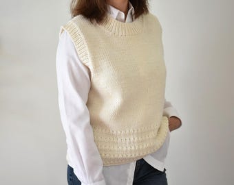 Knitting Pattern DOTTY Slipover Vest Chunky Wool Top Down Knitting Pattern Beginner Friendly