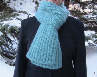 Knitting Pattern Chunky Scarf with 2 Sided Ribbed Design Looks Similar on Both Sides Instant Download