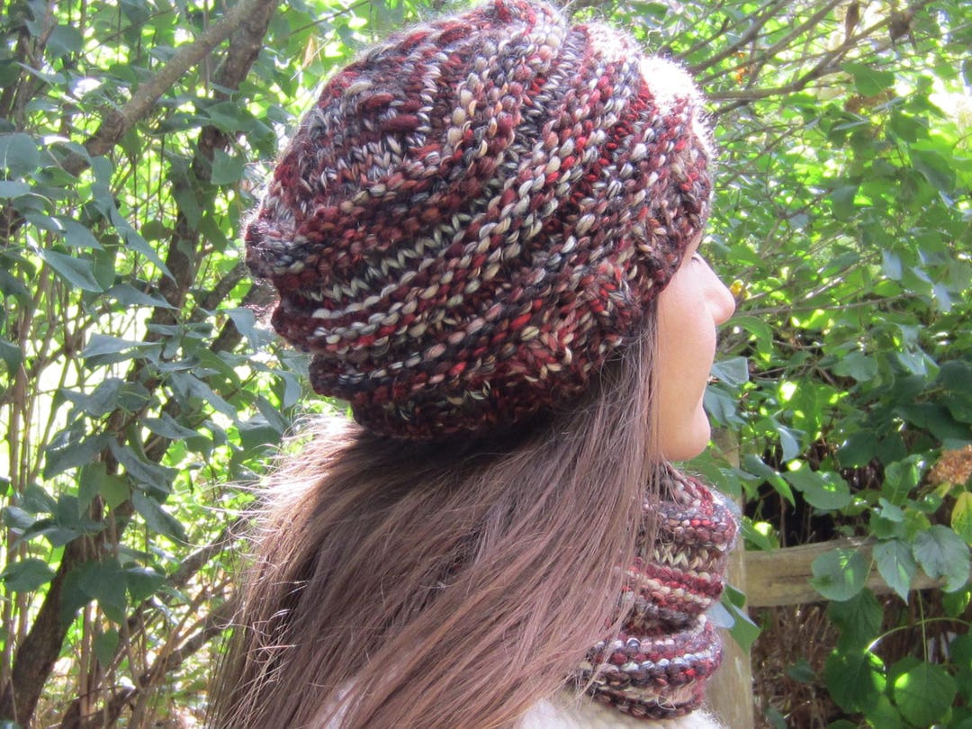 Knitting Pattern Chunky Hat and Cowl Neck Warmer Ribbed Design Seamless ...