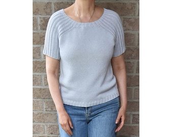 Knitting Pattern MILAN Top with Ribbed Sleeves Top Down Seamless Design DK Yarn