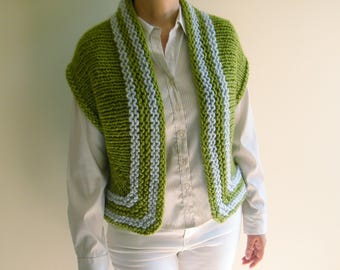 Knitting Pattern LINEA Vest 2 Colors Chunky Sideways Design Instant Download Knitting Pattern