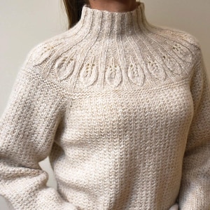 Knitting Pattern LEAVES Sweater Seamless Top Down Design Digital File