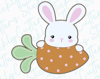 bunny holding carrot 1 cookie cutter | 3d printed cookie cutters | easter cookie cutters