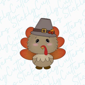 turkey with pilgrim hat cookie cutter | thanksgiving cookie cutter | turkey cookie cutter | 3d printed