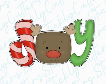 joy reindeer plaque cookie cutter | 3d printed cookie cutters | Christmas cookie cutters
