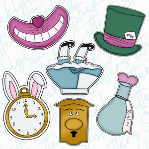 wonderland inspired cookie cutter | 3d printed cookie cutters | Alice inspirited cookie cutters