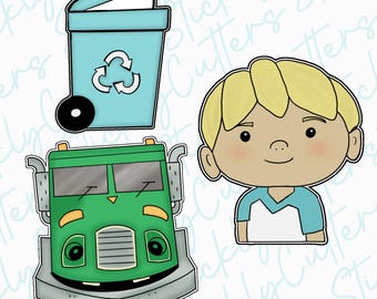 trash truck animated garbage truck cookie cutter | 3d printed