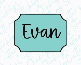 Evan plaque cookie cutter | 3d printed cookie cutters |
