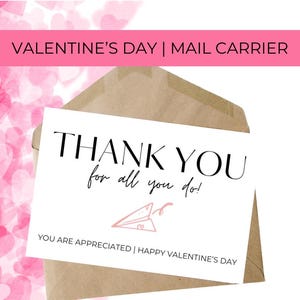 Tarjeta de agradecimiento para el cartero de San Valentín / Etiqueta de regalo / Letrero / Notas / Gratitud / Apreciación / Digital / Descarga instantánea / Imprimible