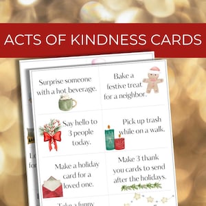 Holiday Random Acts of Kindness Cards: Printable Advent Calendar (PDF)