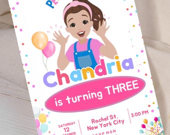 Editable Ms Rachel Birthday Invitation, Ms Rachel Party Invites, Ms Rachel Printable Birthday Invitation, canva