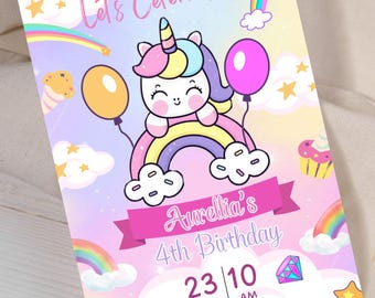 Editable Unicorn Pony Birthday Invitation for Girls, My Little Pony Invitation, Kids Birthday Invitation Template Printable