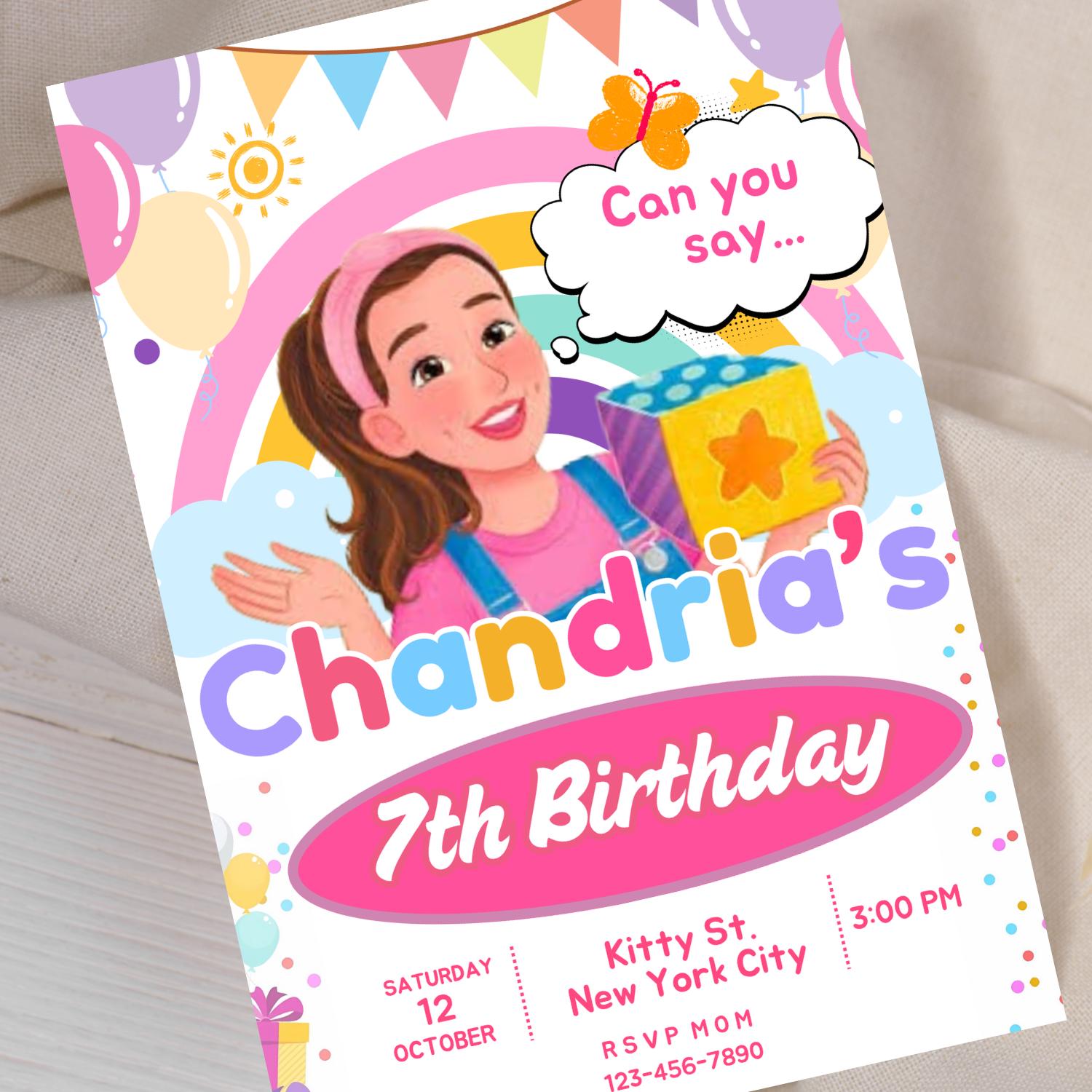 Editable Ms Rachel Birthday Invitation, Ms Rachel Party Invites, Ms ...