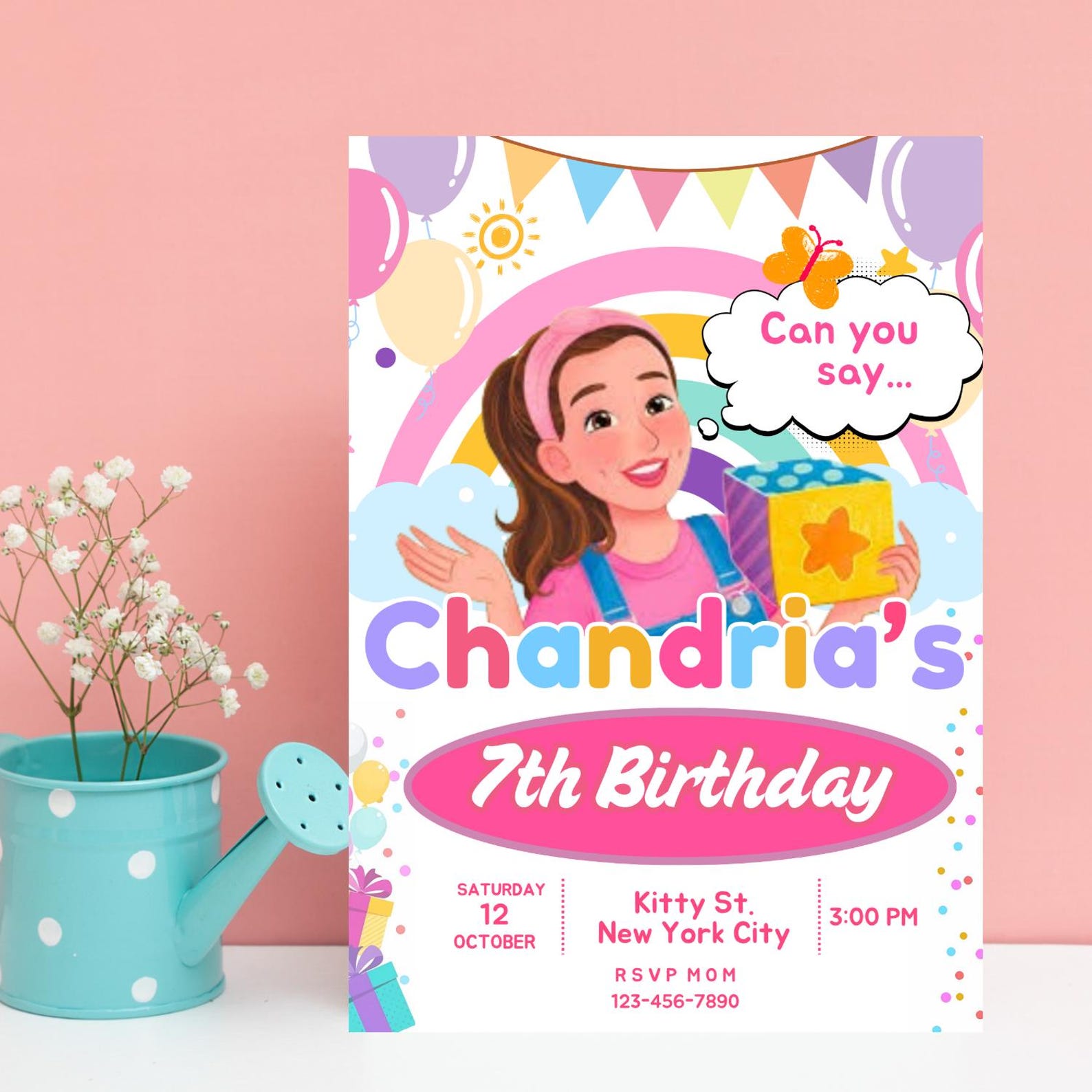 Editable Ms Rachel Birthday Invitation, Ms Rachel Party Invites, Ms ...