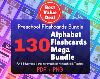Alphabet Flashcards Mega Bundle: Animals, Vegetables, Countries (PDF + PNG)