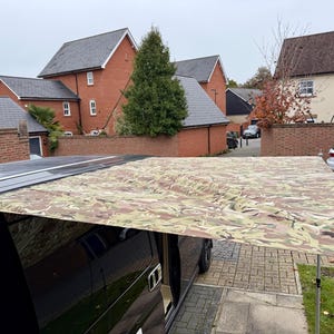 SALE - Handmade super light waterproof awning for campervan or micro camper 1.5m x 2m in green camouflage - with free UK delivery