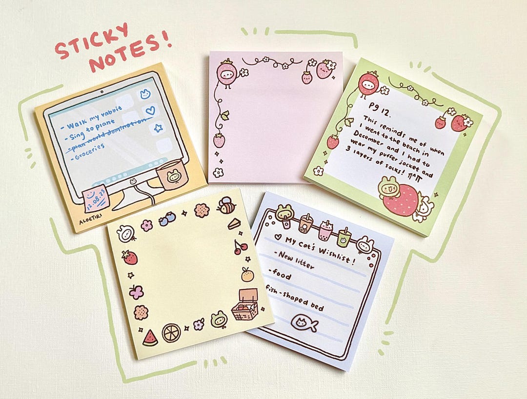 Cute Bunny Post-it | Sticky Note Stationery for Journaling, Notes, and ...
