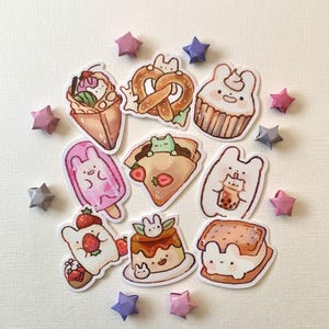 Kawaii Bunny Dessert Aufkleber, matte Vinyl-Aufkleber, niedliche wasserdichte Aufkleber für Journals, Laptops, Sammelalben, Telefonhüllen, Wasserflaschen
