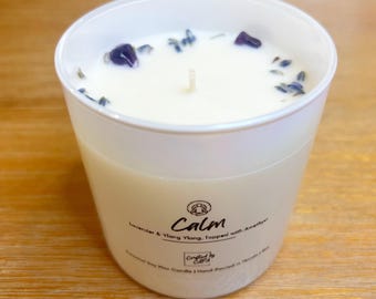 Calm Intention Candle: Lavender, Amethyst Crystals