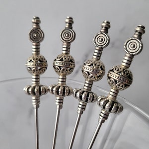 Silver Plated Martini Picks, Cocktail Picks, Appetizer Dessert Skewers, Home Bar, Mixology, Celtic Inspired, Food Grade Stainless Steel