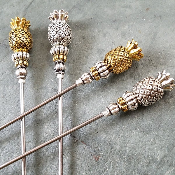 Tiki Pineapples, Martini Picks, Cocktail Picks, Appetizer Dessert Skewers, Home Bar, Mixology, Food Grade Stainless Steel