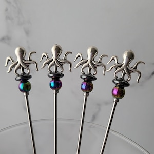 Octopus Martini Picks, Kraken Cocktail Picks, Appetizer Skewer, Home Bar, Mixology, Food Grade Stainless Steel