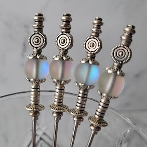 Mystical Opalescent Martini Picks, Cocktail Picks, Appetizer Dessert Skewers, Mixologist Garnish Pins, Food Grade Stainless Steel