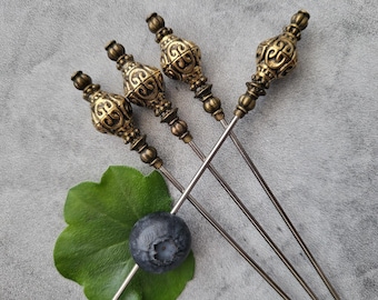 Vintage Inspired, Antique Gold Martini Picks, Cocktail Picks, Appetizer Dessert Skewers, Home Bar, Mixology, Food Grade Stainless Steel